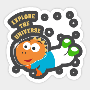 Cute dinosaur astronaut. Sticker